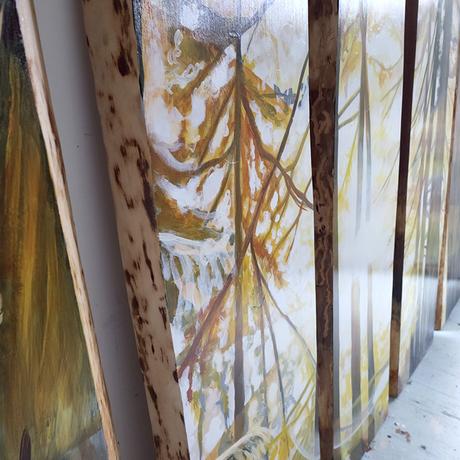 Dahlke Manor Project | Gigantic Paintings on Live Edge Slabs to Hang in Portland Housing Development
