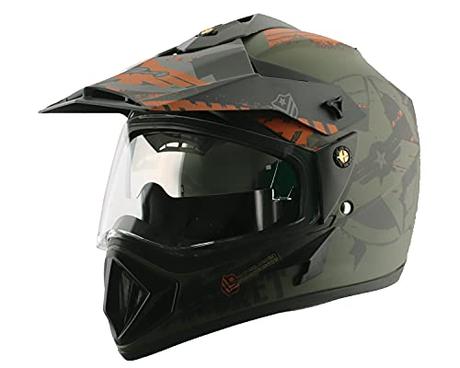 Vega Off Road D/V Secret Dull Green Black Helmet-L