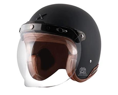 Axor Retro Jet Leather Dull Black Helmet-L