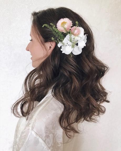 bridal barrette side flower pins on loose hair julia_alesionok