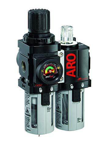 Ingersoll Rand ARO C38341-600-VS Air Filter-Regulator-Lubricator Combination, 1/2' NPT,Black/Gray