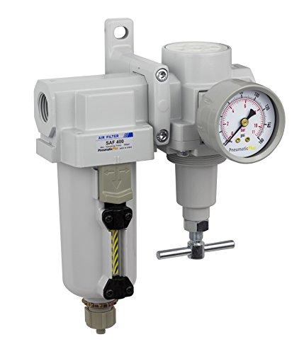 PneumaticPlus SAU420T-N04G-MEP Compressed Air Filter Regulator Combo 1/2' NPT -T-Handle, Manual Drain, Metal Bowl