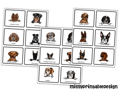 Printable Dog Matching Game