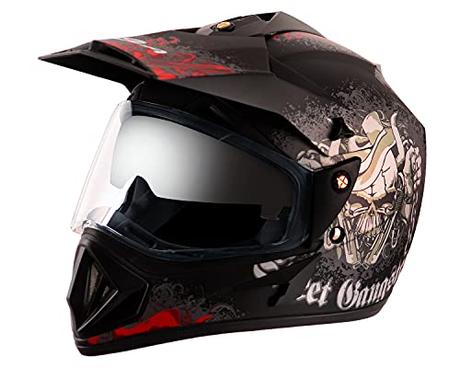 Vega Off Road D/V Gangster Dull Black Red Helmet-M