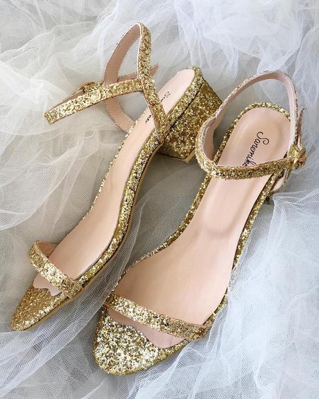 Gold Shoes For Wedding: 18 Dazzling Ideas + Faqs gold shoes for wedding flats sandals sparkle sanemiko