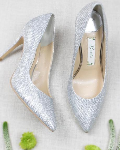 silver sparkly wedding shoes with heels for bride katewhitcombshoes