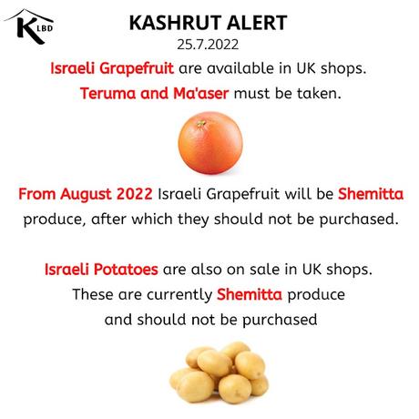 Shemitta Kashrut Alert in UK