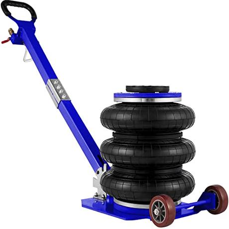 VEVOR Bag Air Jack 11000lbs Capacity Pneumatic Jack Quick Lift 5T, Heavy Duty, Car Repair Jacks and Floor Jacks, Folding Rod Fast Lifting, Triple Bag, with Two Wheels, Quick Car Lifting Jack, Blue