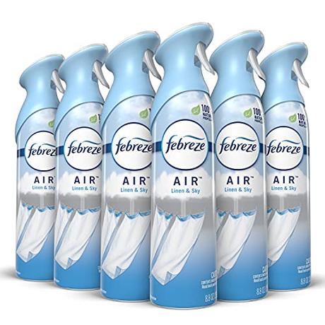 Febreze Air Freshener Spray and Odor Eliminator for Strong Odor, Linen & Sky Scent, 8.8 Oz (Pack of 6)