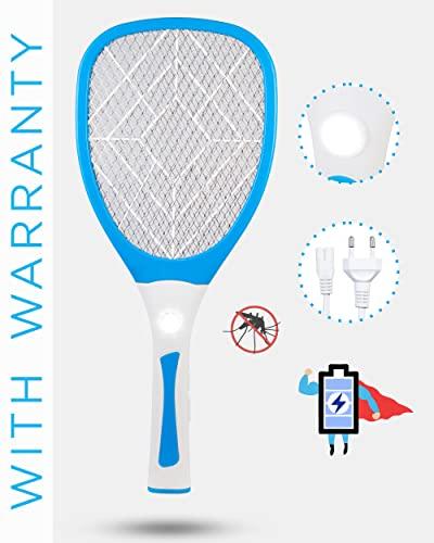 Weird Wolf Wide Range Rechargeable Mosquito Killer Bat Racket with Warranty(Blue and White)