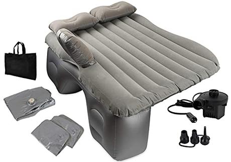 OLIVIA & AIDEN Inflatable Car Air Mattress with Pump (Portable) Travel, Camping, Vacation | Back Seat Blow-Up Sleeping Pad | Truck, SUV, Minivan (Car Mattress, Grey)