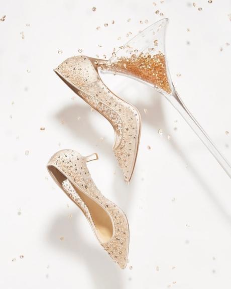 clear wedding shoes gold