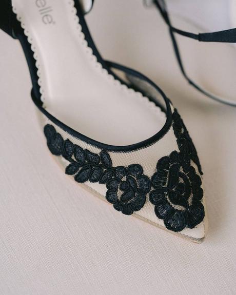 lace wedding shoes black