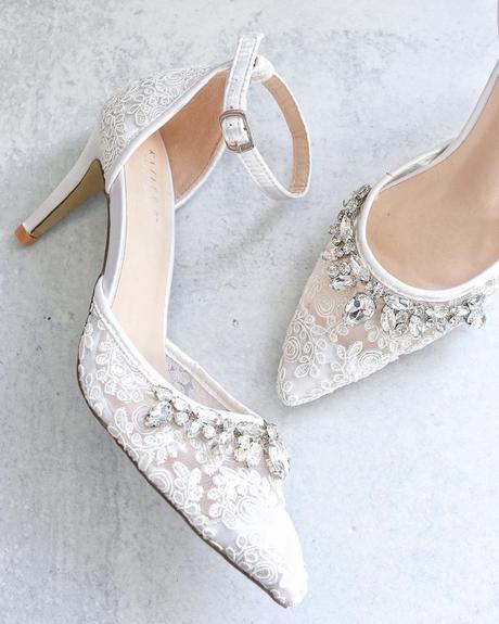 lace wedding shoes white