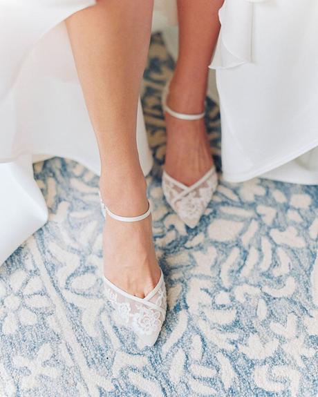 lace wedding shoes white