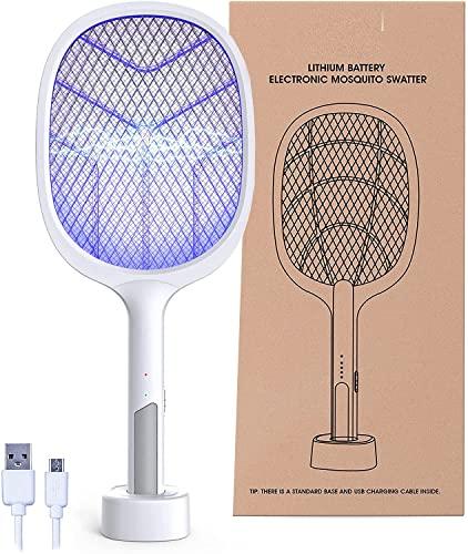 Mosquito Killer Racket Rechargeable Handheld Electric Fly Swatter Mosquito Killer Racket Bat with UV...