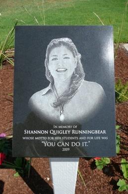 Shannon Quigley Runningbear Memorial Plaque
