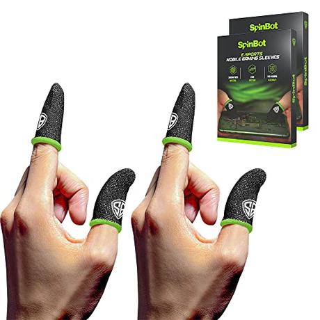 SpinBot Thumb & Finger Sleeve for Mobile Game (4 pieces), Pubg,Cod,Freefire & Fortnite -with Carry...