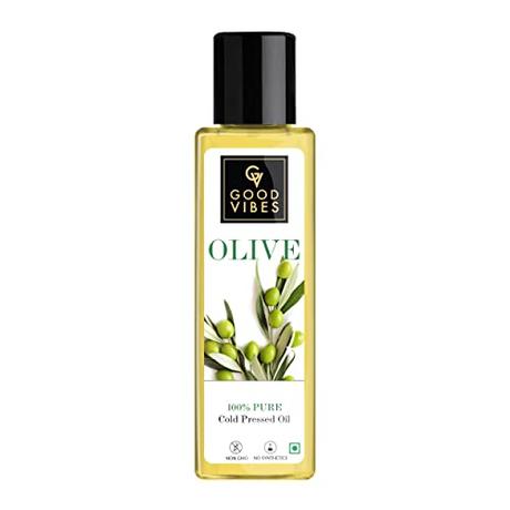 Good Vibes 100% Pure Olive Cold Pressed Carrier Oil For Hair & Skin, 100 ml Helps Strengthen Hair...