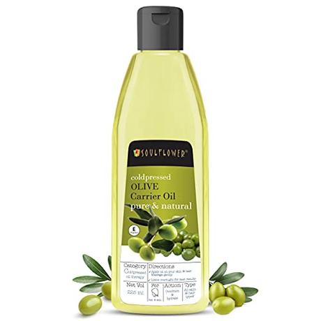 Soulflower Olive Oil, 225ml 100 % Natural Cold Pressed for Skin, Hair & Lips – Natural Makeup...