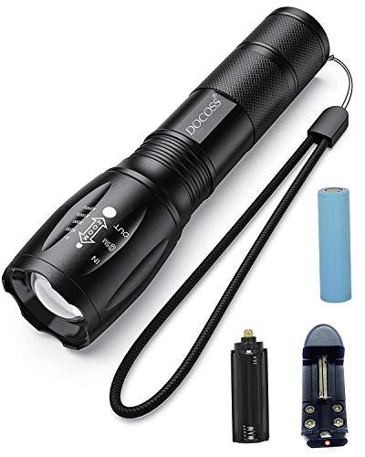 DOCOSS 5 Modes Rechargeable Ultra Bright Cree Led Torch Light Water Resistant High Power with...