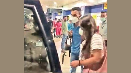 The couple under arrest at the airport. Picture by T.K.G. Kapila. 