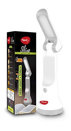 Pigeon Dhruv Shine 2 in 1 Desk and Torch Emergency Lamp with 1200 Mah and 8 Hours Backup (White)Pack...