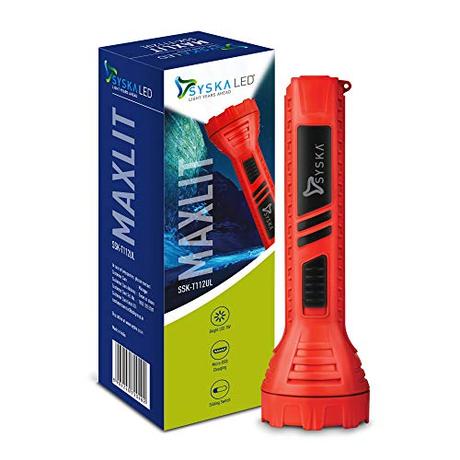 SYSKA T112UL MAXLIT 1W Bright Led Rechargeable Torch (Red)