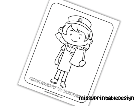grocery worker coloring page