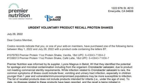 Premier Protein Recall Costco
