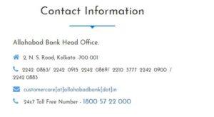 Allahabad bank toll free number for balance enquiry 24×7