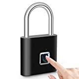 [2020 Upgrade] Fingerprint Padlock, Fingerprint Smart Lock IP65 Waterproof Keyless Anti-Theft, Security Digital Lock Portable for Locker, Gym, Door, Luggage, Suitcase, Handbags, Wardrobes,Black