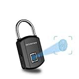 Fingerprint Padlock, Outdoor Smart Biometric Thumbprint Keyless Lock, One Touch Unlock Portable USB Rechargeable Anti Theft School lock, for Gym Suitcase Backpack Luggage Door Office - Elegant Black