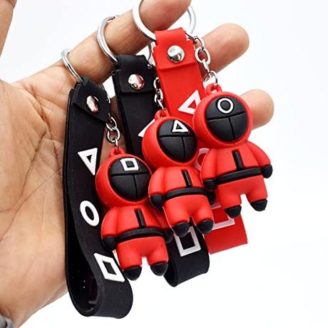 Hawkister 3D Cute Skuid Game (3 pcs) Character Key Chain with Rubber Lanyard