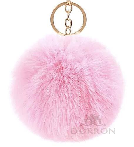 DORRON Fluffy Faux Fur Pom Pom Key Ring