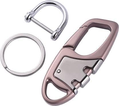 Techpro Antique Hook Locking Silver Metal Key chain & Holder for Bike Car