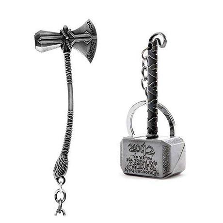 Mist Marvel Avengers Infinity War Thor Axe-Hammer & Mjolnir Key Chain for Bike