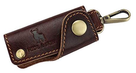 HIDE & SKIN Genuine Leather Keyring, Keychain, Key Pouch and Key Safe