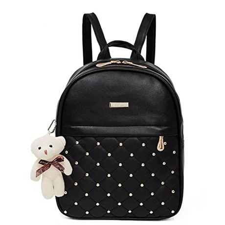 TYPIFY® PU Leather Teddy Keychain Women Backpack Handbag