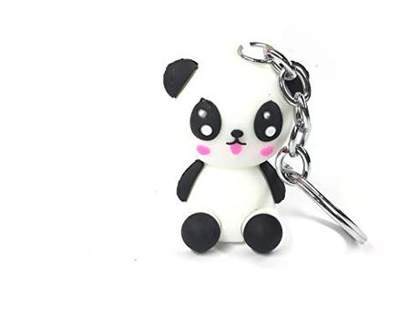 Skycart Panda Teddy Bear 3 D White Rubber Keychain