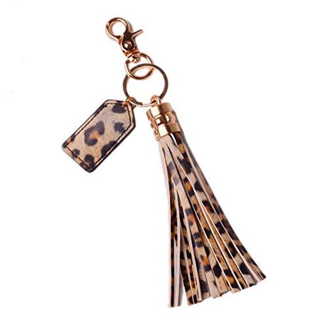 Lantintop Multicolor Monogram Leather Tassel Women Keychain