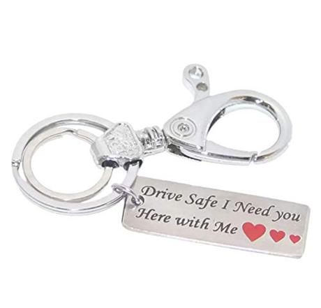 Aura Single Sided Hook Drive Safe Engraved Keyring for Boyfriend