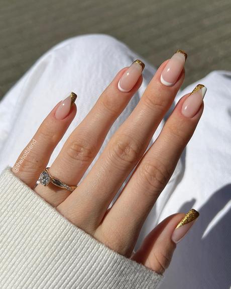 classy wedding nails gold french manicure thehotblend
