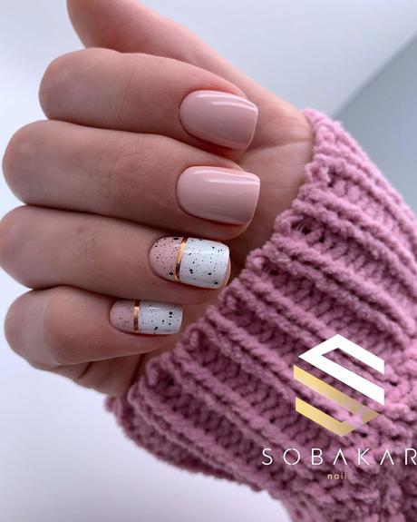 nude wedding nails white pink with matte sobakar_nails