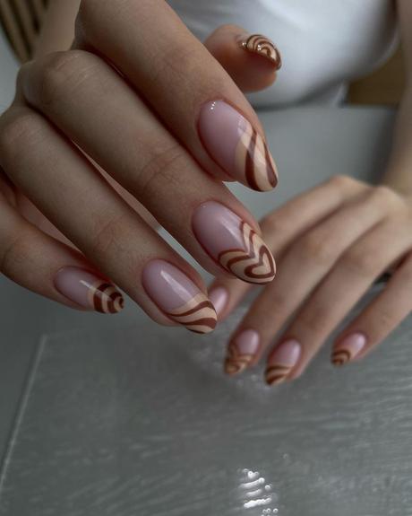 nude wedding nails with beige hearts kangannynails