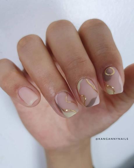 nude wedding nails natural gold touch kangannynails