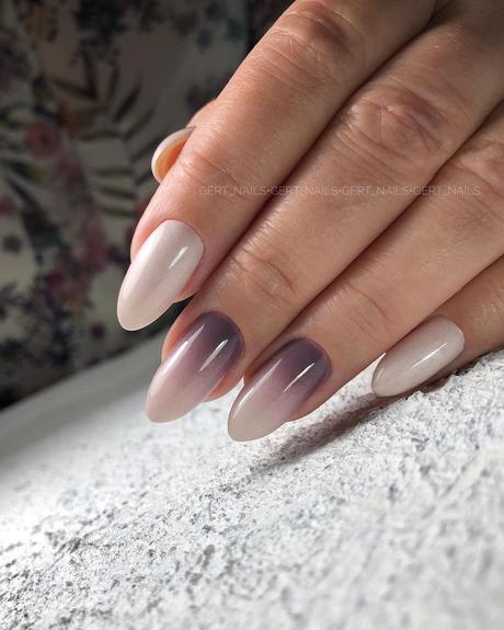 nude wedding nails ombre light dark gray gert_nails
