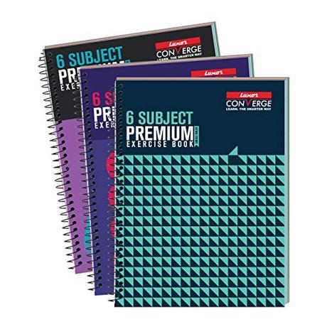 Luxor 6 Subject Spiral Premium Exercise Notebook, Single Ruled, 300 Pages, Pack of 3