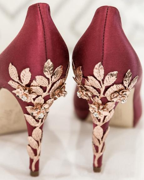 burgundy wedding shoes metallic gold and crystals harrietwildeshoes