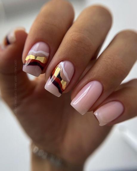 fall wedding nails nude brown gold white gert_nails